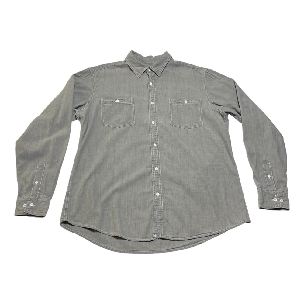Article 365 Gray Long Sleeve Button Down Shirt Men’s Size Large 100% Cotton